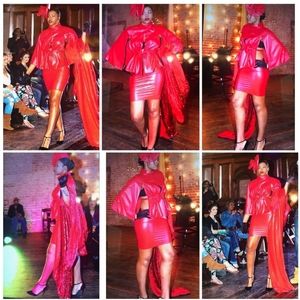 Custom Red Sexy leather look set size (L)